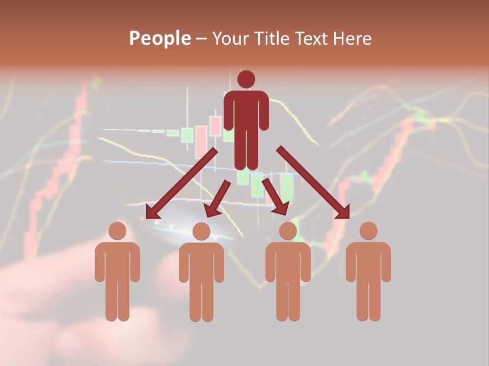 A Hand Holding A Magnifying Glass Over A Stock Chart PowerPoint Template