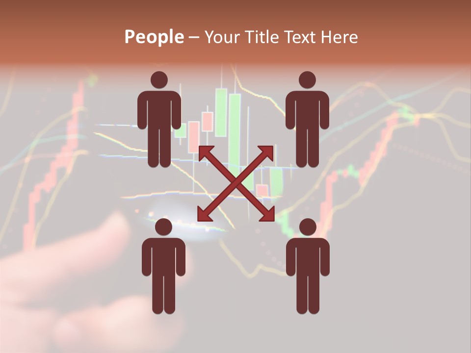 A Hand Holding A Magnifying Glass Over A Stock Chart PowerPoint Template