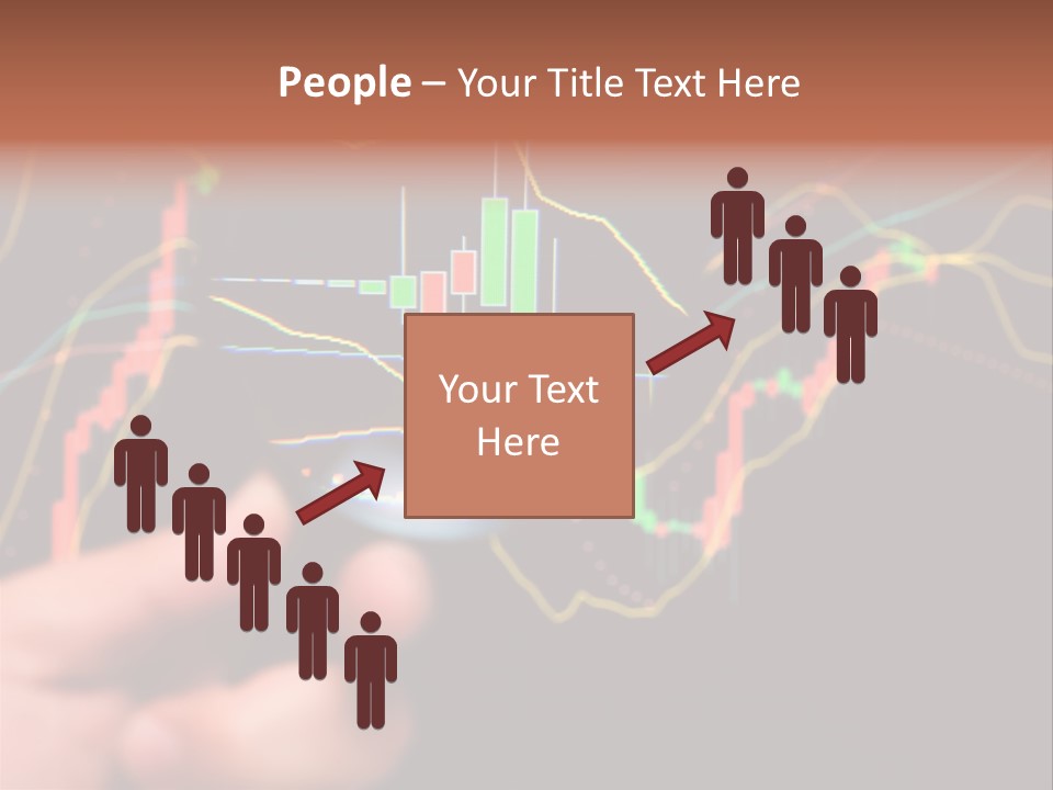 A Hand Holding A Magnifying Glass Over A Stock Chart PowerPoint Template
