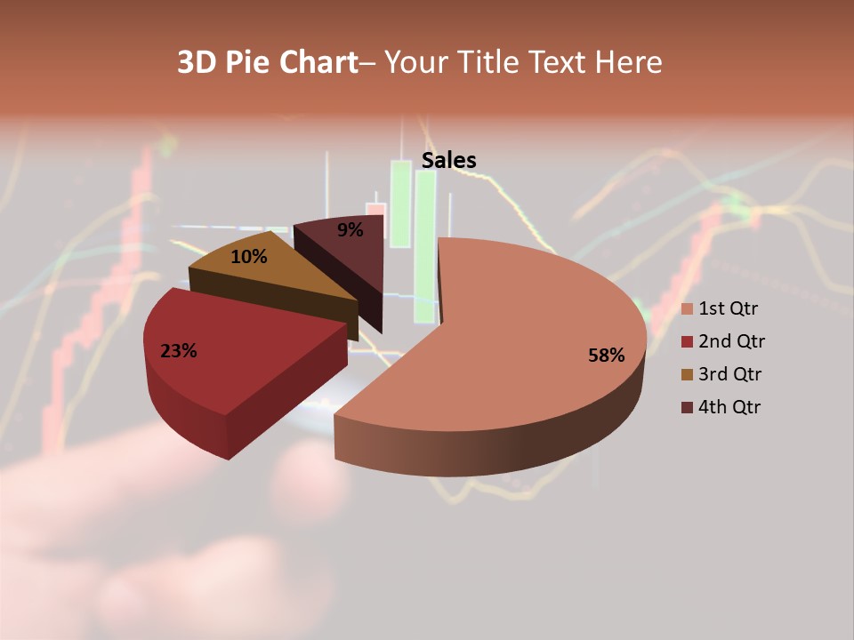 A Hand Holding A Magnifying Glass Over A Stock Chart PowerPoint Template