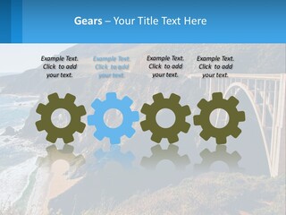 A Bridge Over A Body Of Water With Mountains In The Background PowerPoint Template