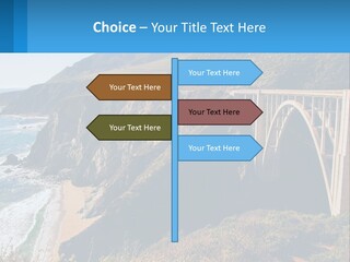 A Bridge Over A Body Of Water With Mountains In The Background PowerPoint Template