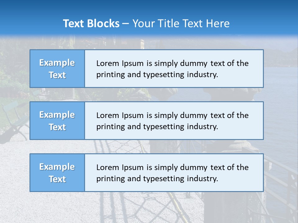 A Stone Walkway Next To A Body Of Water With Mountains In The Background PowerPoint Template