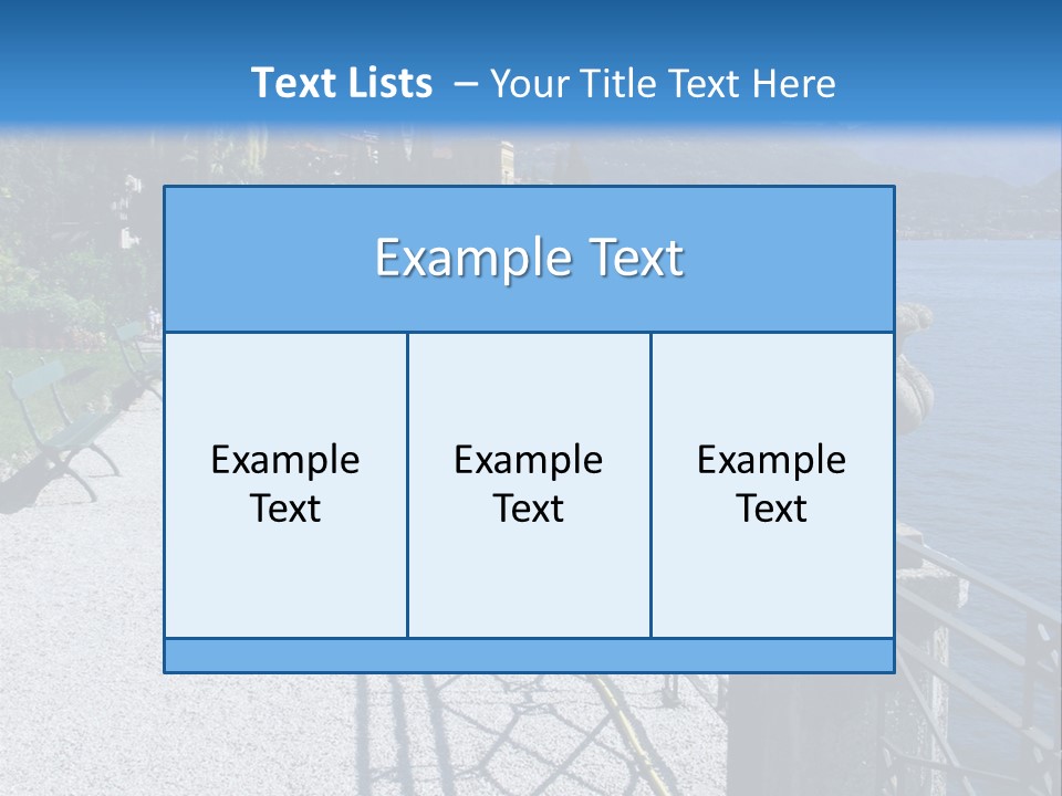 A Stone Walkway Next To A Body Of Water With Mountains In The Background PowerPoint Template