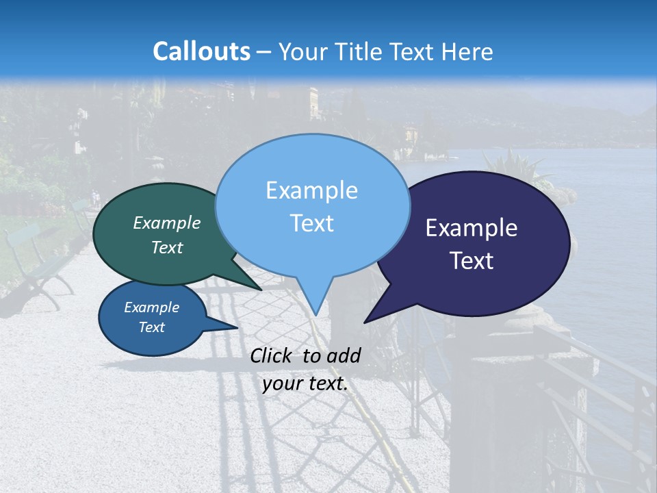 A Stone Walkway Next To A Body Of Water With Mountains In The Background PowerPoint Template