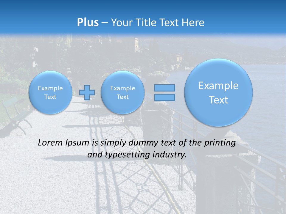 A Stone Walkway Next To A Body Of Water With Mountains In The Background PowerPoint Template