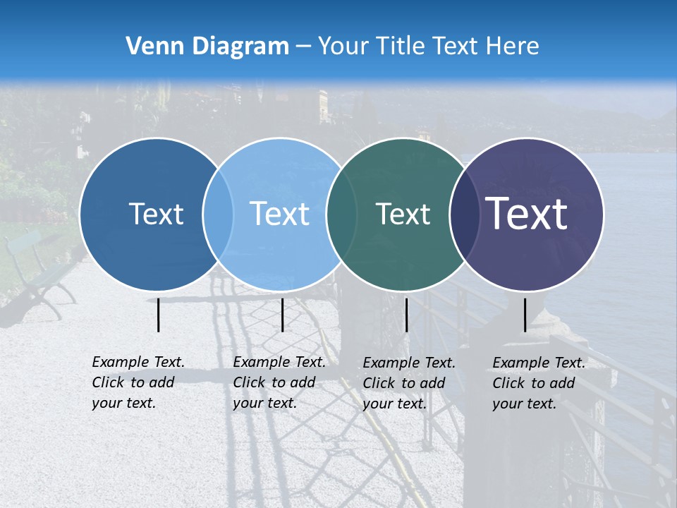 A Stone Walkway Next To A Body Of Water With Mountains In The Background PowerPoint Template