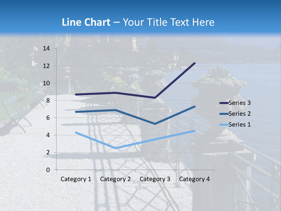 A Stone Walkway Next To A Body Of Water With Mountains In The Background PowerPoint Template
