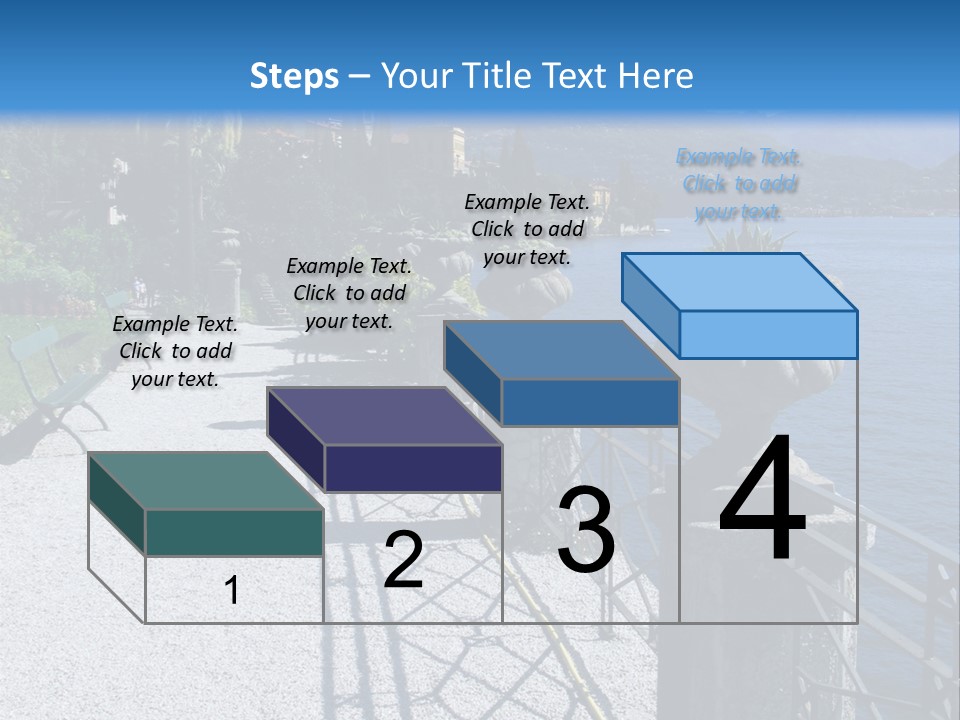 A Stone Walkway Next To A Body Of Water With Mountains In The Background PowerPoint Template