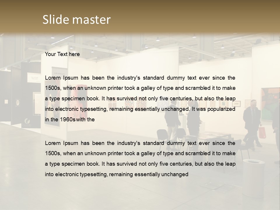 A Group Of People Standing Around A Room PowerPoint Template