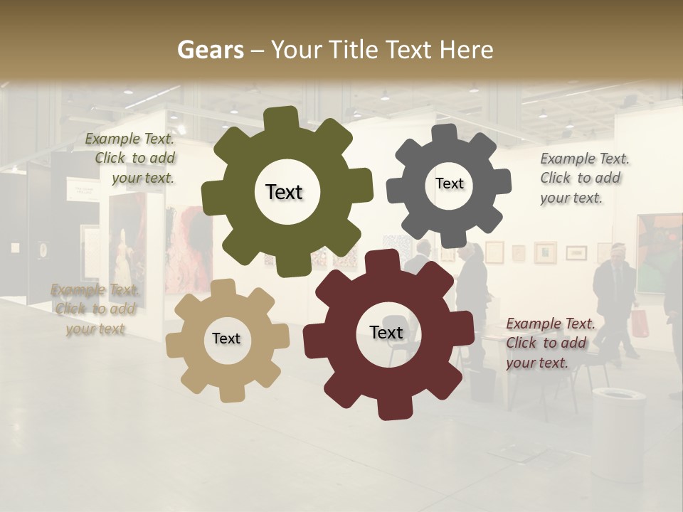 A Group Of People Standing Around A Room PowerPoint Template