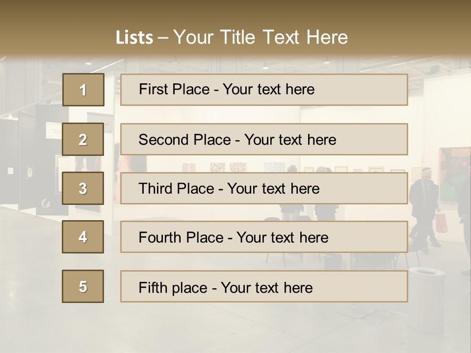 A Group Of People Standing Around A Room PowerPoint Template