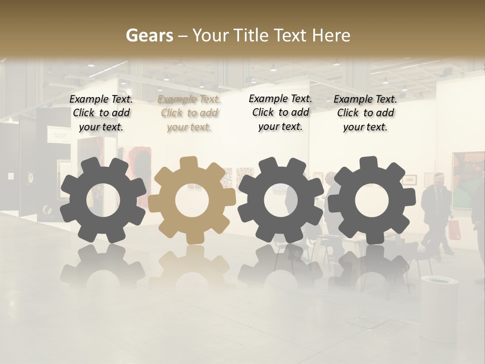 A Group Of People Standing Around A Room PowerPoint Template