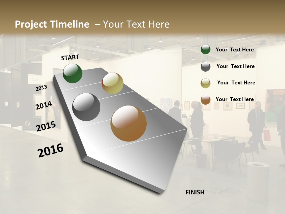 A Group Of People Standing Around A Room PowerPoint Template