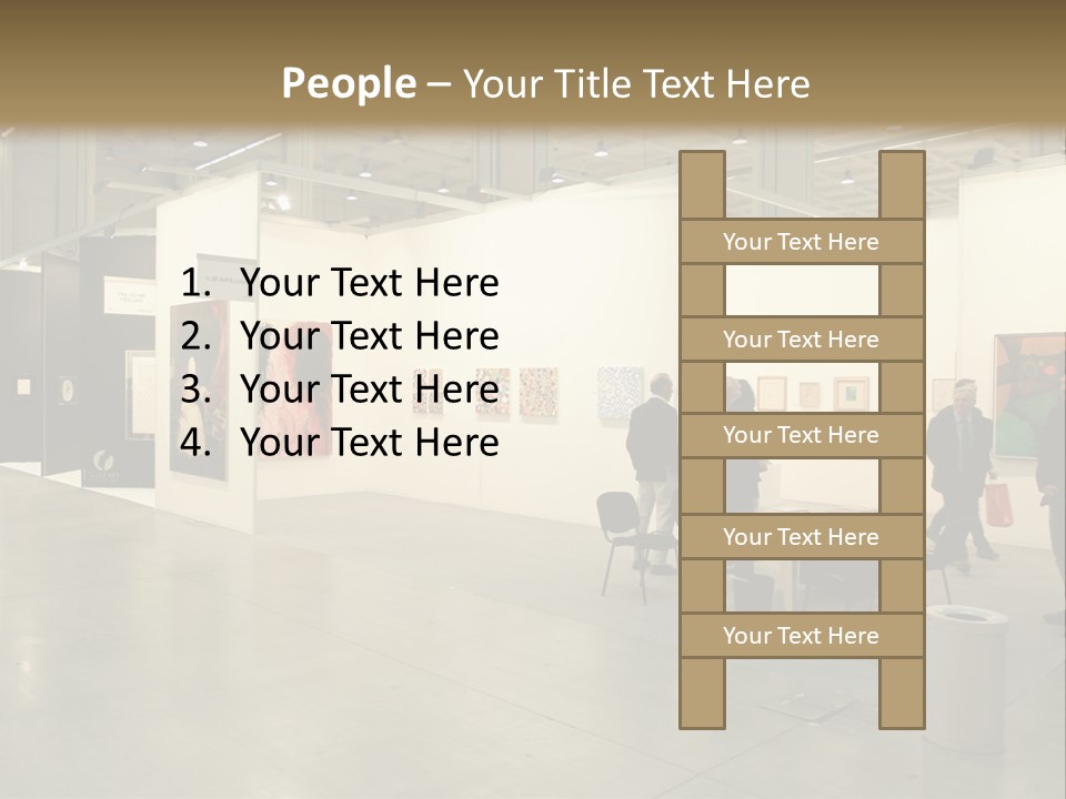 A Group Of People Standing Around A Room PowerPoint Template