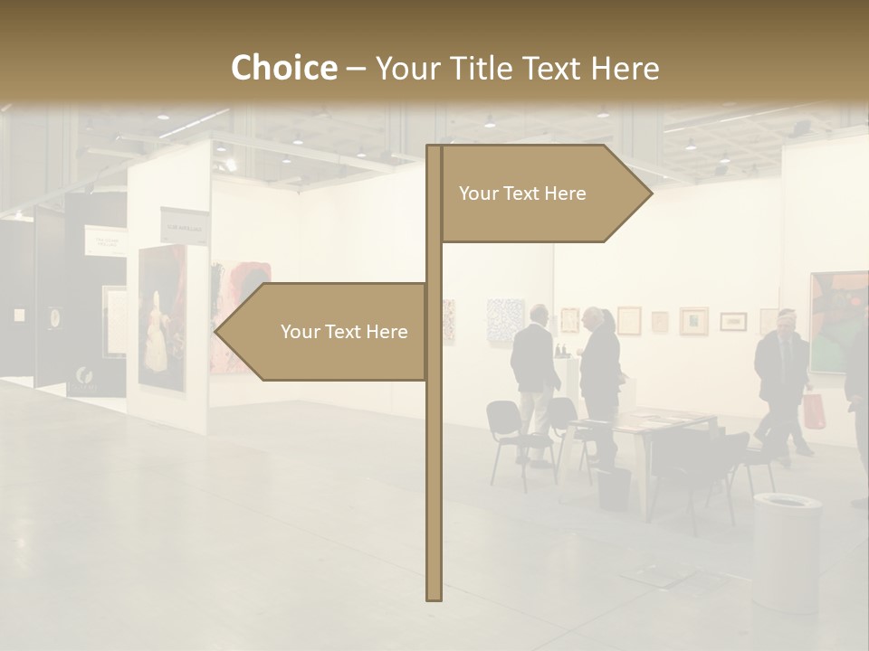 A Group Of People Standing Around A Room PowerPoint Template