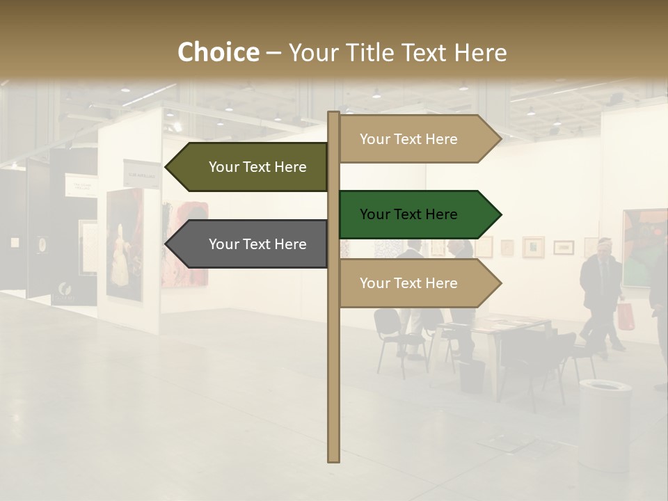 A Group Of People Standing Around A Room PowerPoint Template