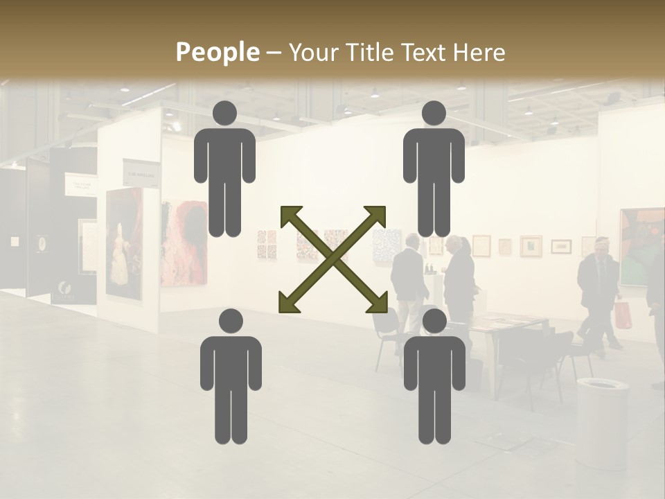 A Group Of People Standing Around A Room PowerPoint Template