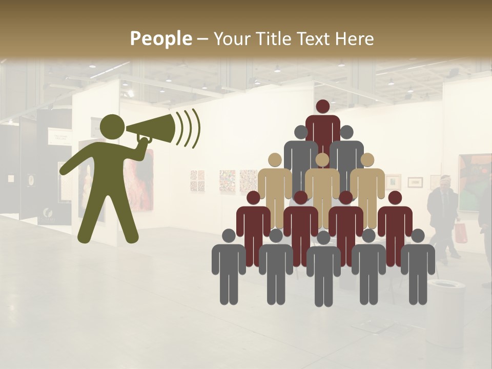 A Group Of People Standing Around A Room PowerPoint Template