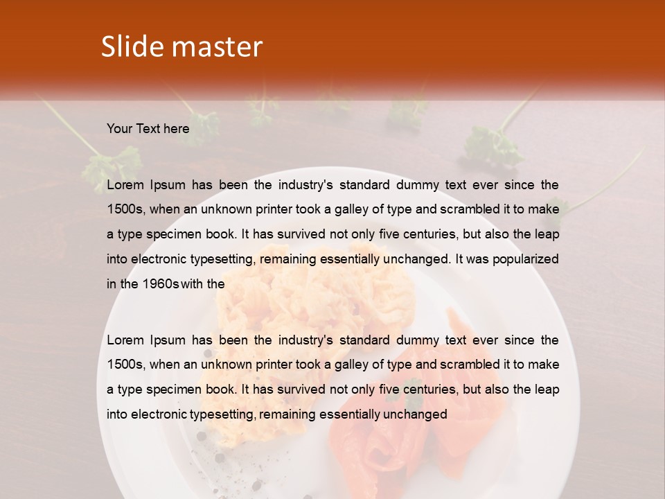 A Plate Of Food On A Wooden Table PowerPoint Template