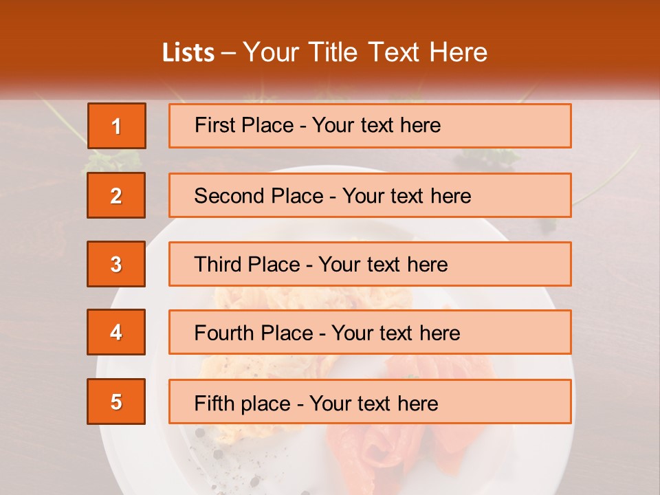 A Plate Of Food On A Wooden Table PowerPoint Template