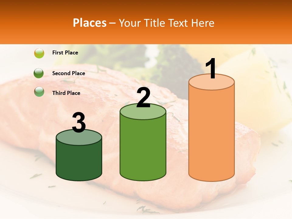 A White Plate Topped With Salmon And Broccoli PowerPoint Template