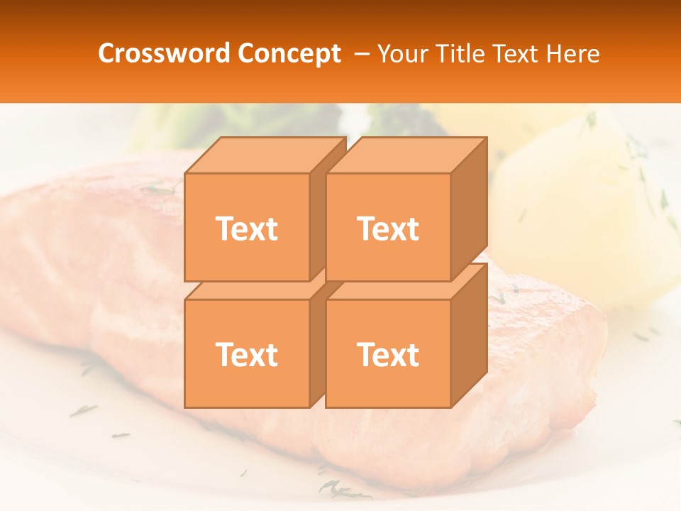 A White Plate Topped With Salmon And Broccoli PowerPoint Template