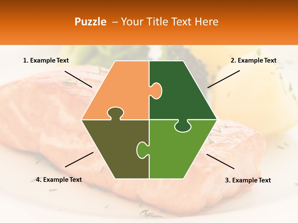 A White Plate Topped With Salmon And Broccoli PowerPoint Template