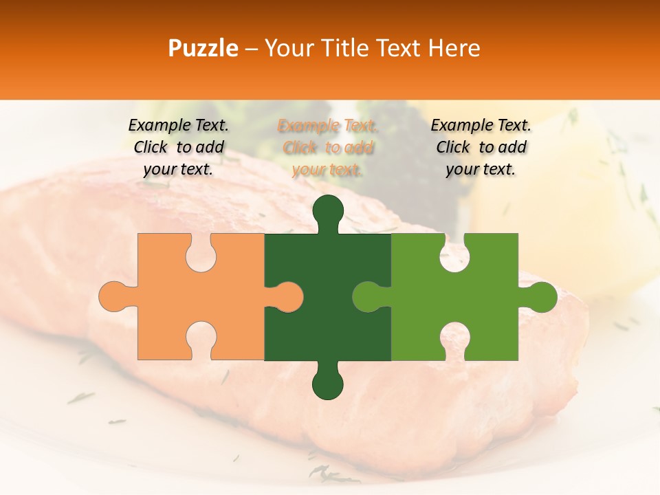 A White Plate Topped With Salmon And Broccoli PowerPoint Template