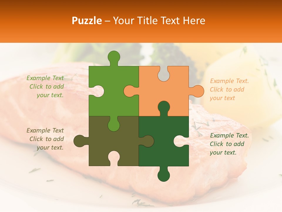 A White Plate Topped With Salmon And Broccoli PowerPoint Template