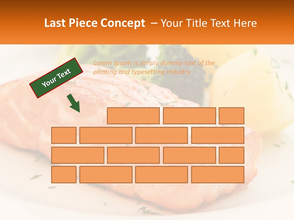 A White Plate Topped With Salmon And Broccoli PowerPoint Template