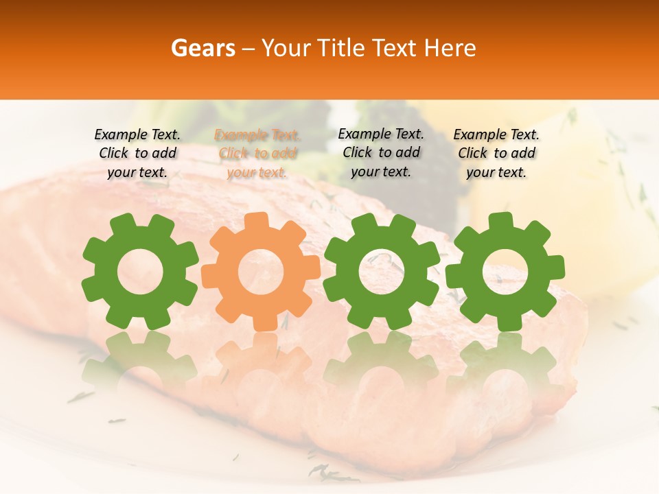 A White Plate Topped With Salmon And Broccoli PowerPoint Template