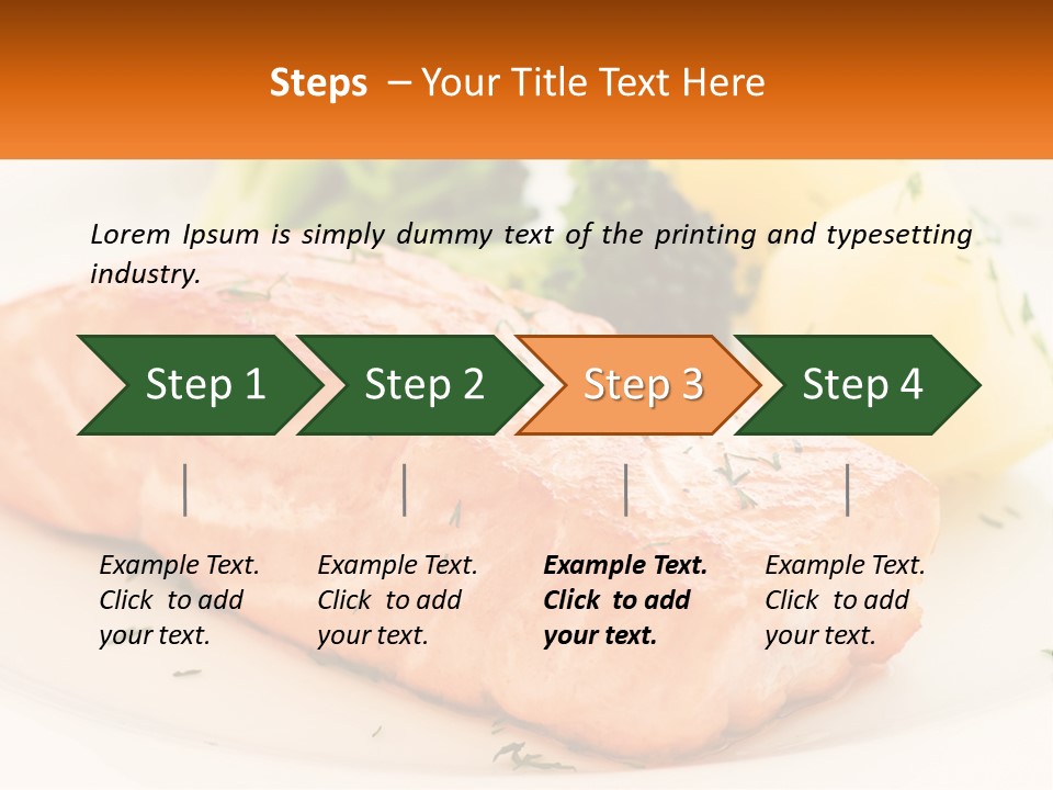 A White Plate Topped With Salmon And Broccoli PowerPoint Template