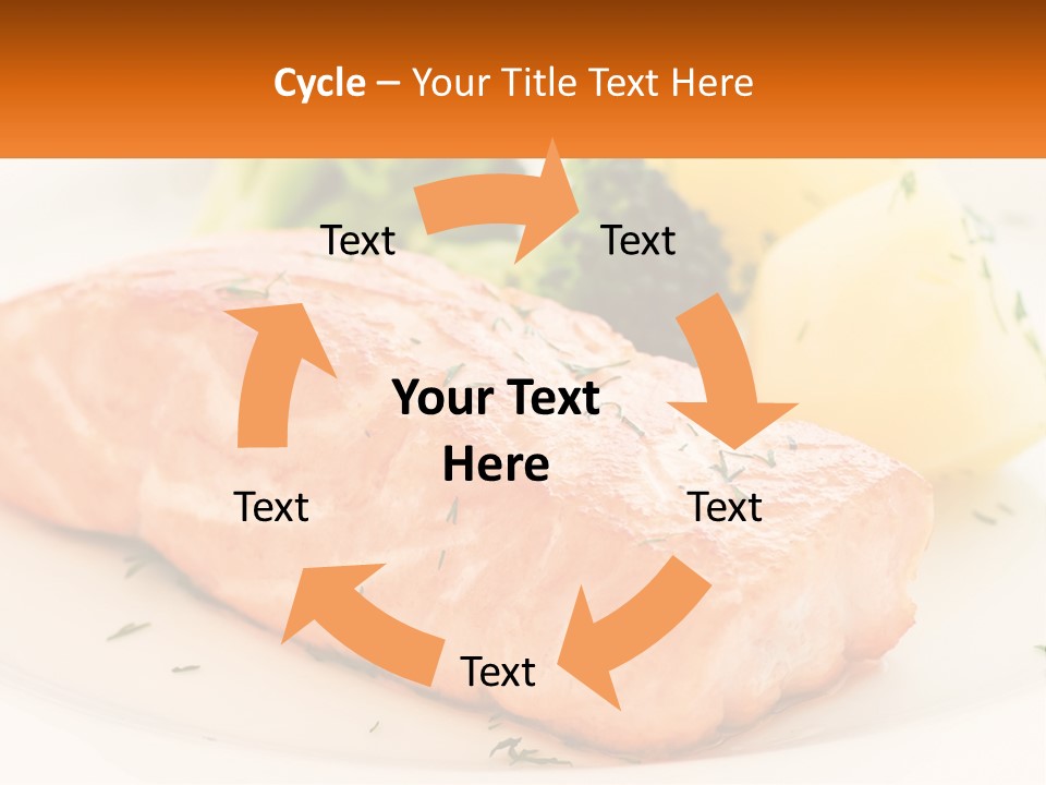 A White Plate Topped With Salmon And Broccoli PowerPoint Template