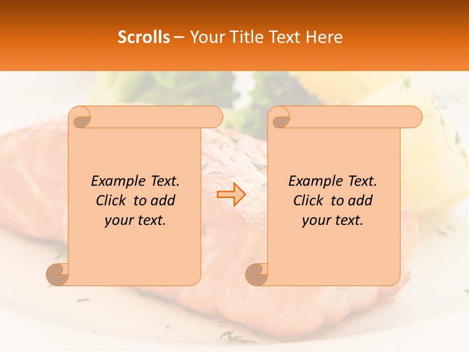 A White Plate Topped With Salmon And Broccoli PowerPoint Template