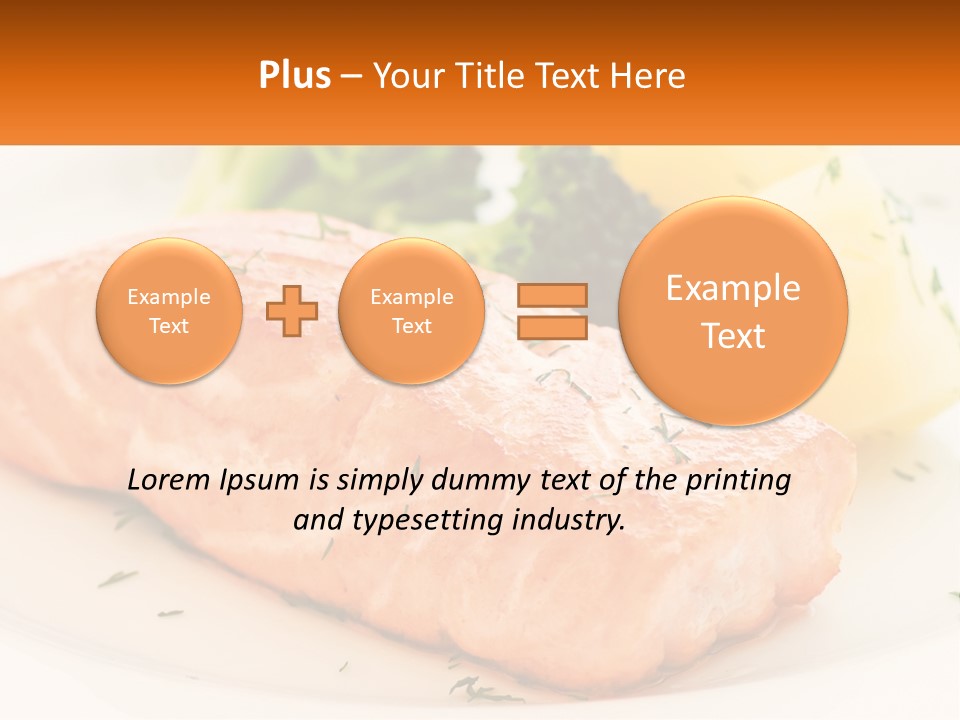A White Plate Topped With Salmon And Broccoli PowerPoint Template
