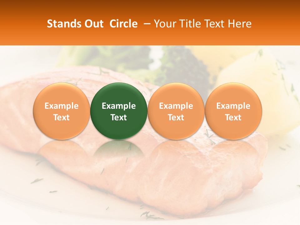 A White Plate Topped With Salmon And Broccoli PowerPoint Template