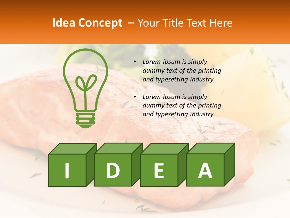 A White Plate Topped With Salmon And Broccoli PowerPoint Template