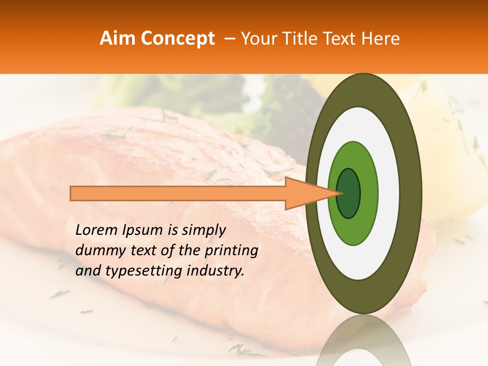 A White Plate Topped With Salmon And Broccoli PowerPoint Template