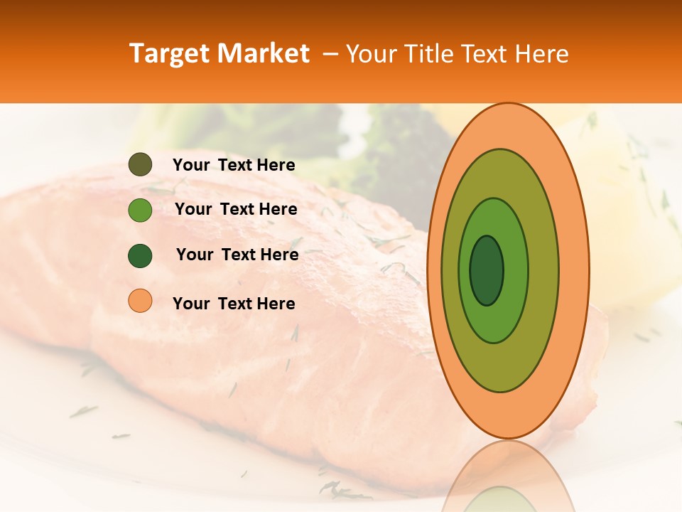 A White Plate Topped With Salmon And Broccoli PowerPoint Template