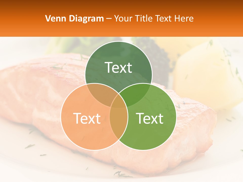A White Plate Topped With Salmon And Broccoli PowerPoint Template