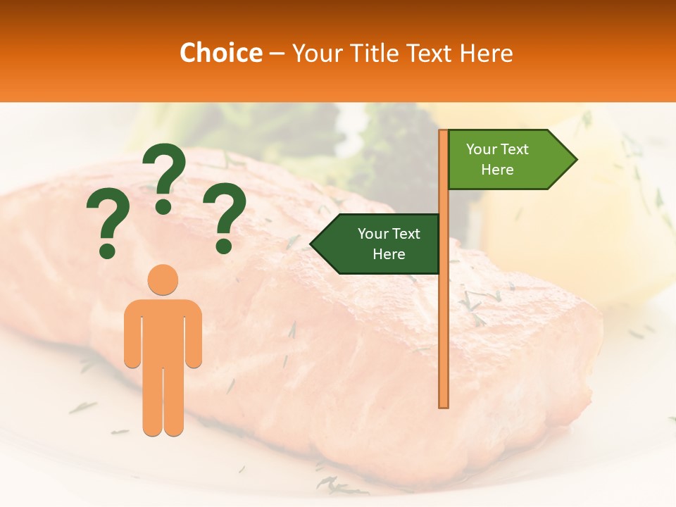 A White Plate Topped With Salmon And Broccoli PowerPoint Template