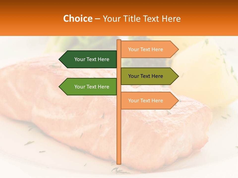 A White Plate Topped With Salmon And Broccoli PowerPoint Template