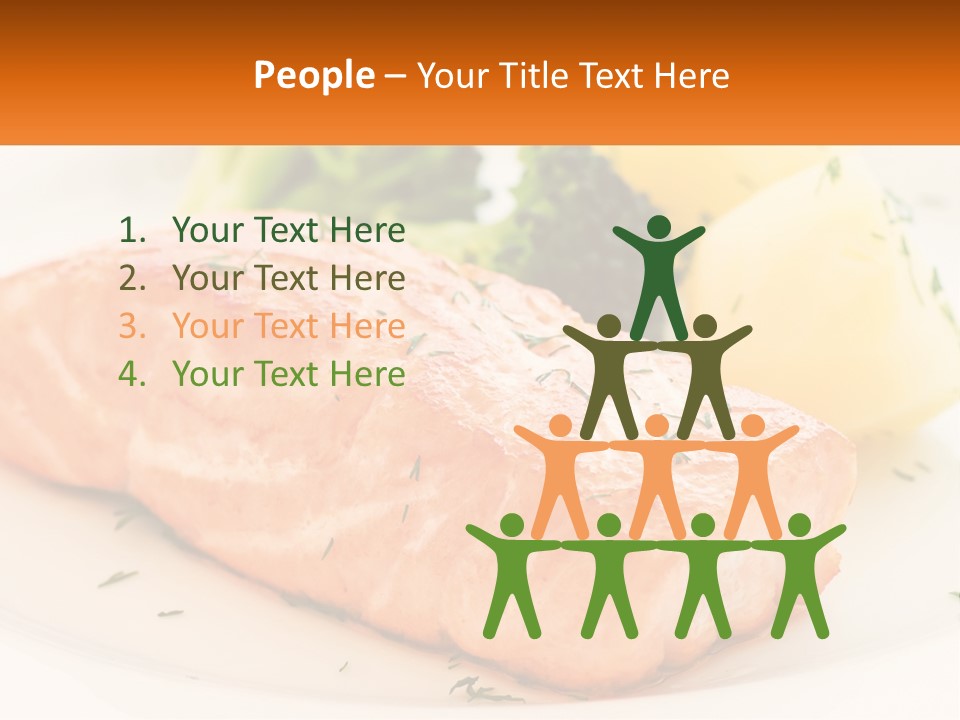 A White Plate Topped With Salmon And Broccoli PowerPoint Template