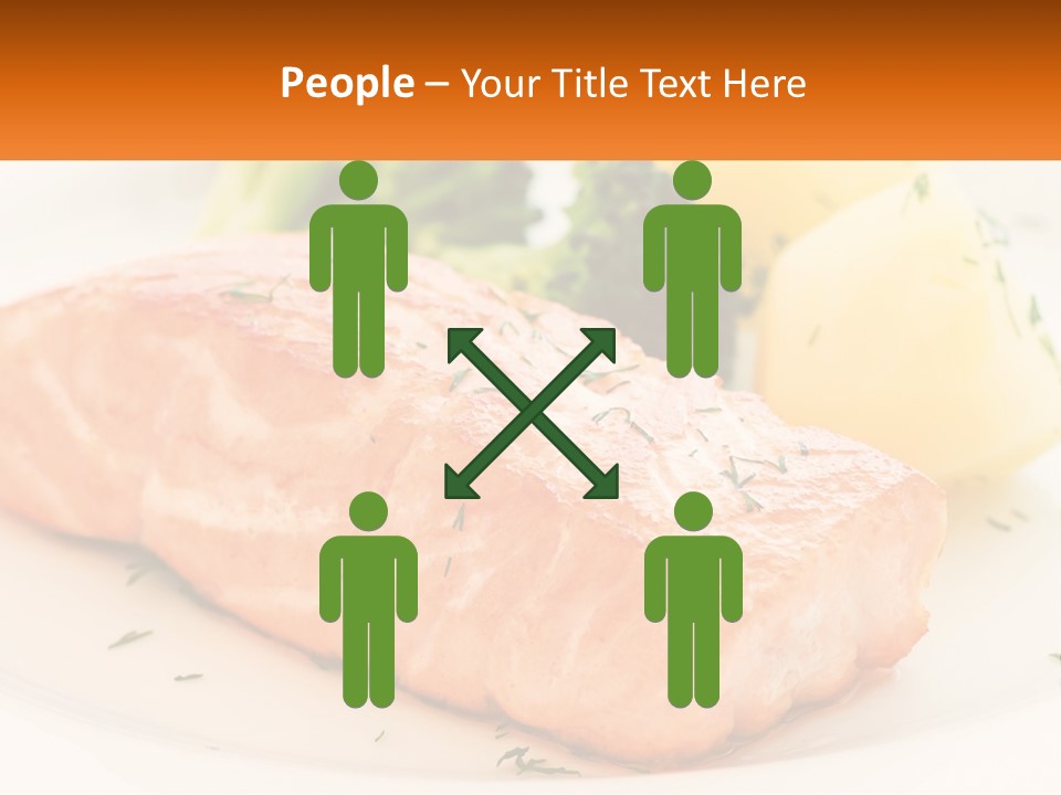 A White Plate Topped With Salmon And Broccoli PowerPoint Template