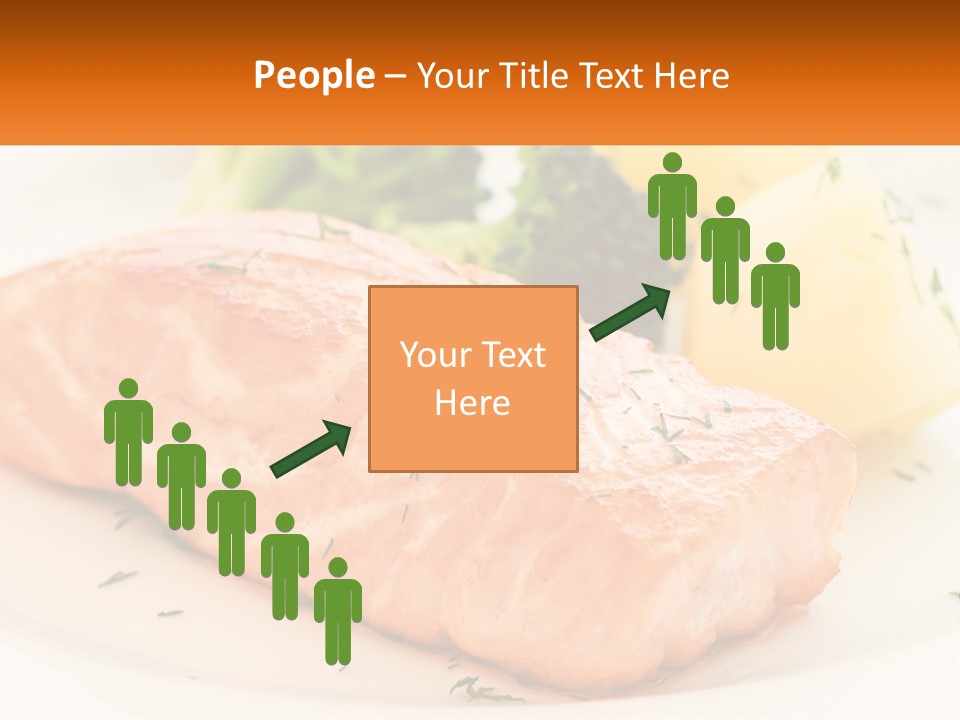 A White Plate Topped With Salmon And Broccoli PowerPoint Template
