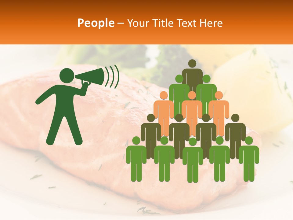A White Plate Topped With Salmon And Broccoli PowerPoint Template