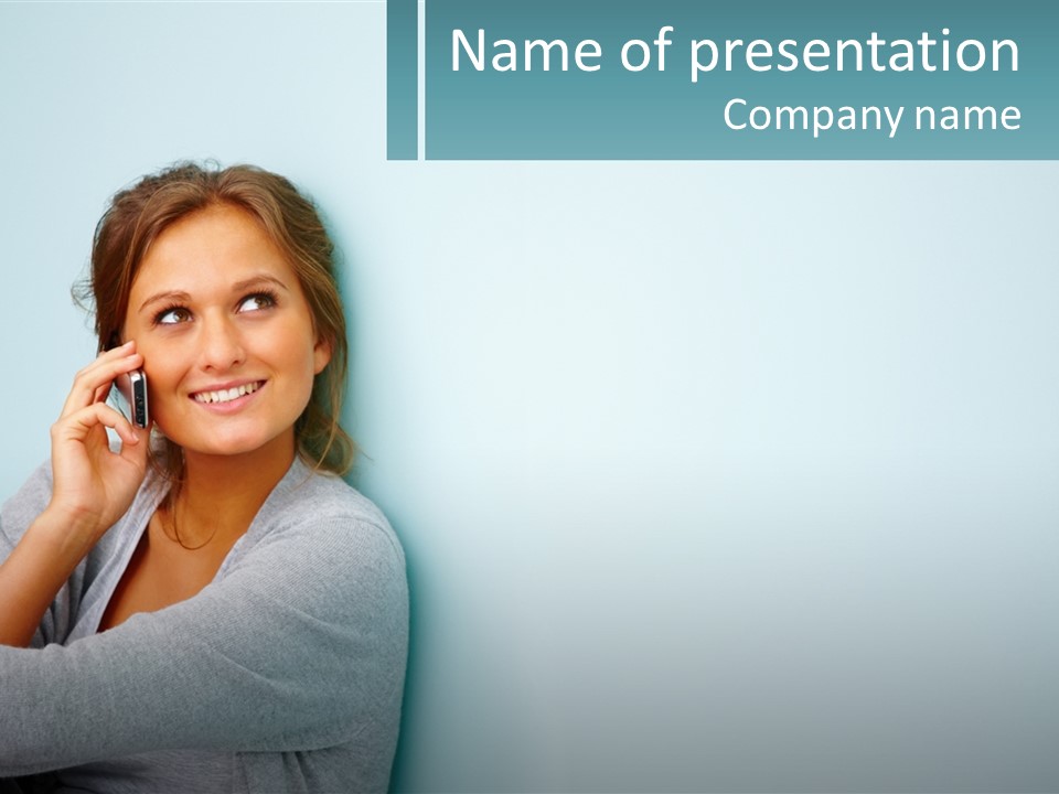 A Beautiful Woman Talking On A Cell Phone PowerPoint Template
