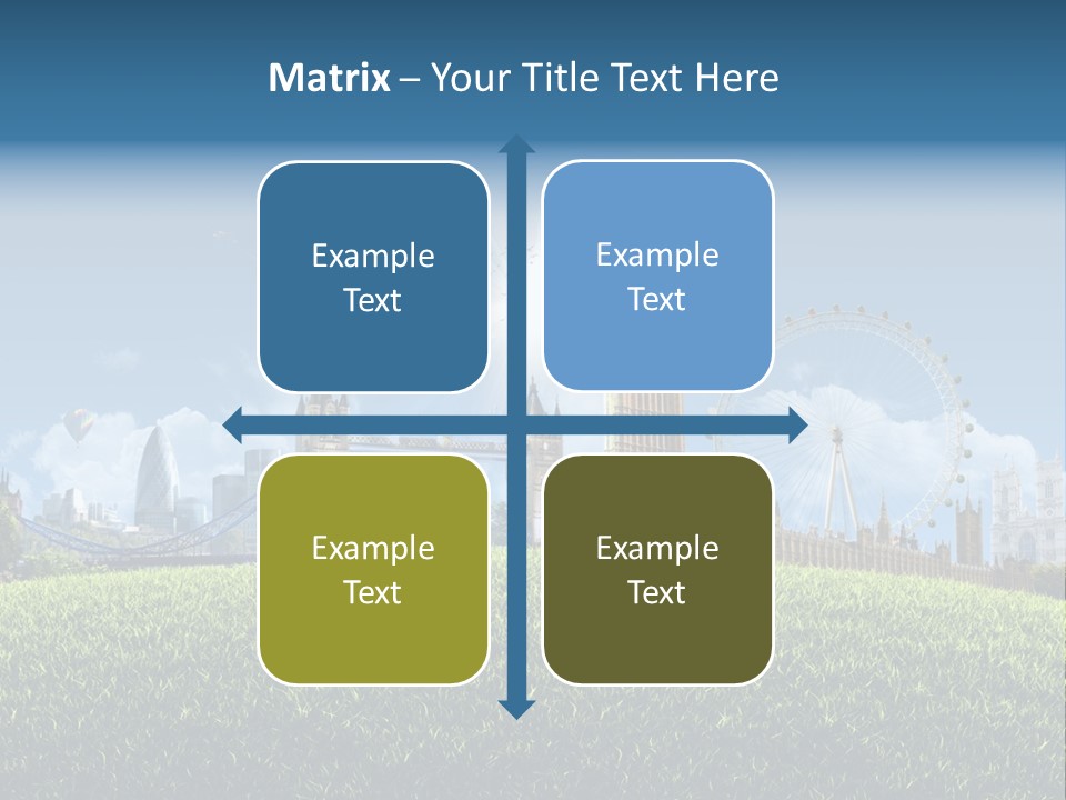 A Picture Of A City With A Hot Air Balloon In The Sky PowerPoint Template