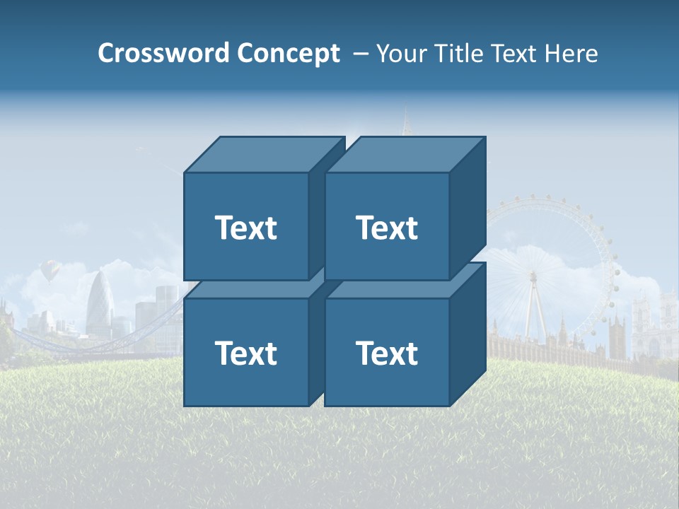 A Picture Of A City With A Hot Air Balloon In The Sky PowerPoint Template
